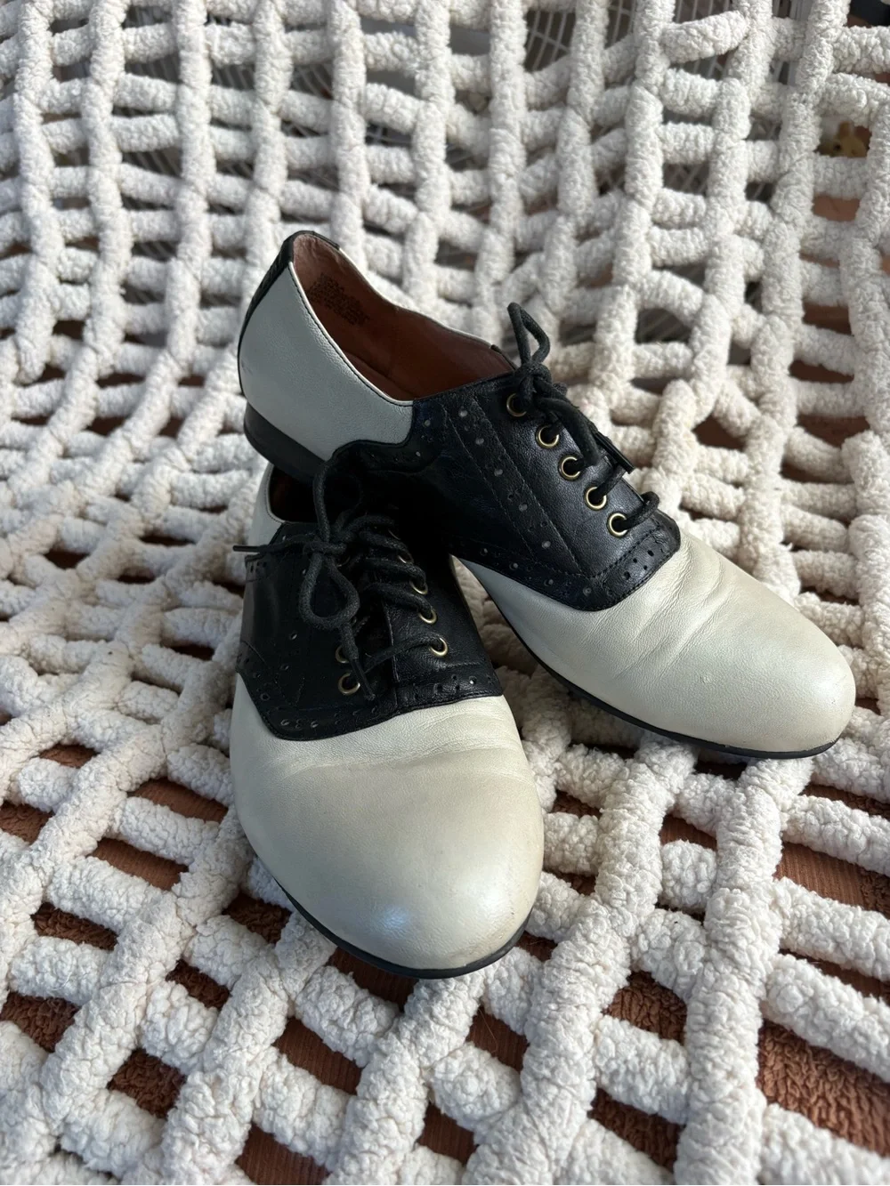Black and White Saddle Oxfords - Two Tone Lace-Up Shoes